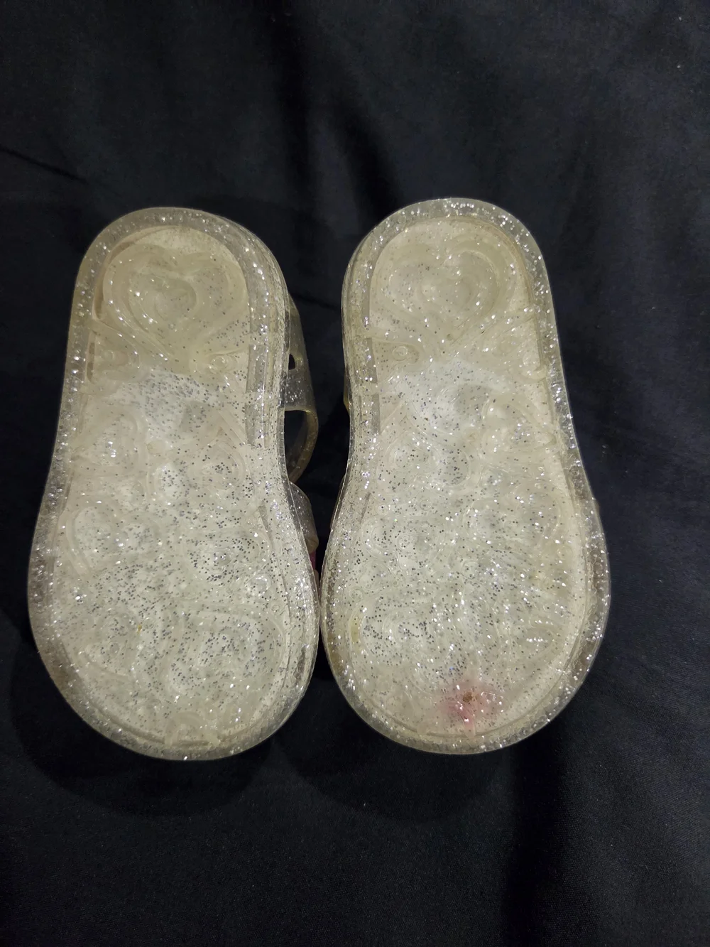 Girls Glitter Jelly Sandals with Pink Bow